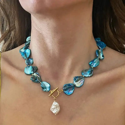 Collier coquillages Bleu