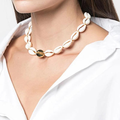 Collier ras de cou coquillages blanc