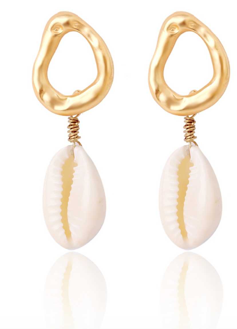 Boucles d'Oreilles Coquillage Porcelaine