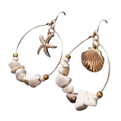 Boucles d'Oreilles Corail Blanc