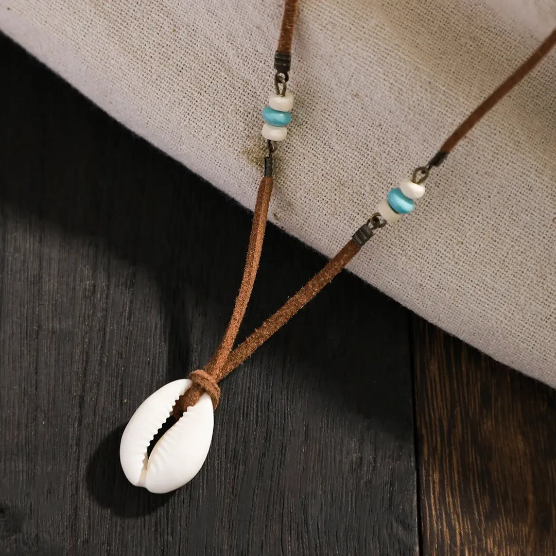 Collier Long Fait Main En Verre Vert, Coquillage Et Cristal Imitation – Fard à Joues Corde