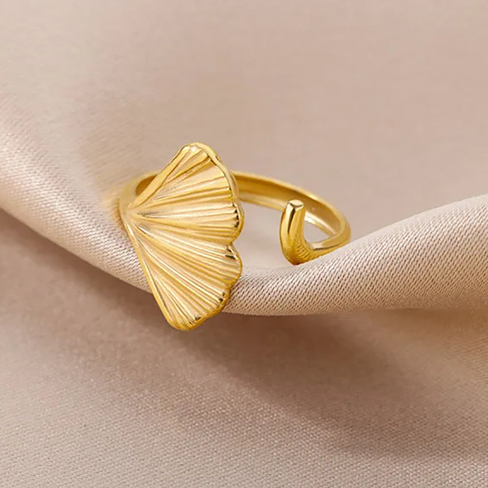 Bague Feuille de Ginkgo dorée