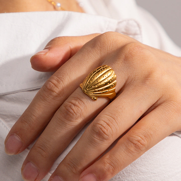 Bague Artisanale En Véritable Coquillage Naturel - Marron, Unique Et Faite Main