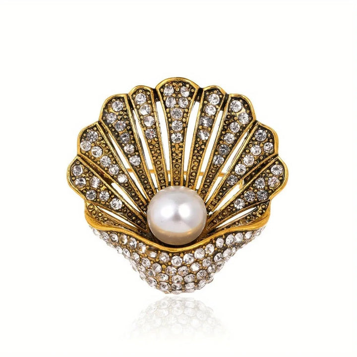 Broche Camée Femme En Strass Et Zirconium - Coquillage Plaqué Or, Couronne De Cristal, Pour Robe Ou Cadeau Accessoire Robe Soirée Broche Camée Femme En Strass Et Zirconium - Coquillage Plaqué Or, Couronne De Cristal, Pour Robe Ou Cadeau Accessoire Robe Soirée