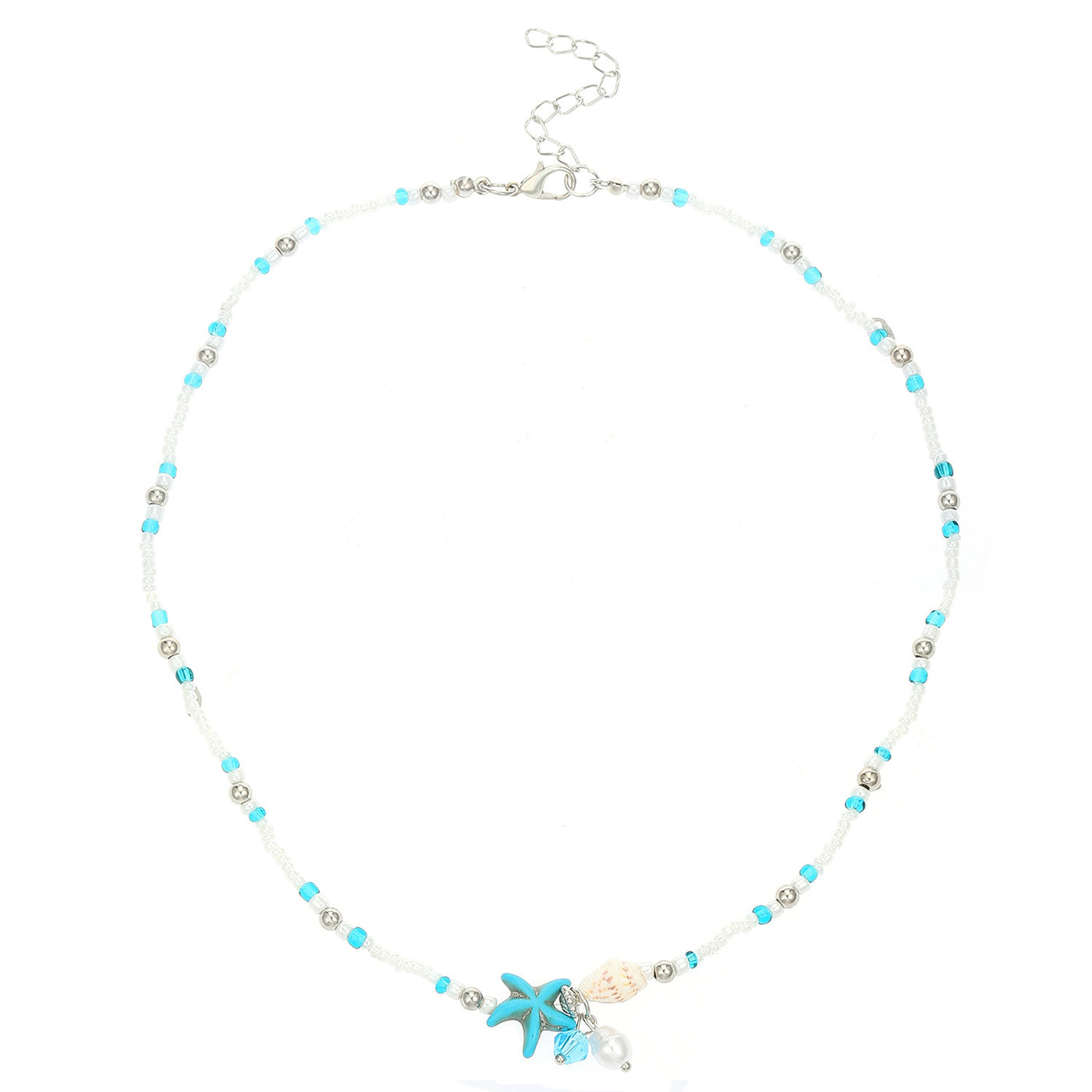 Collier Coquillage Pendentif Étoile de Mer Bleu