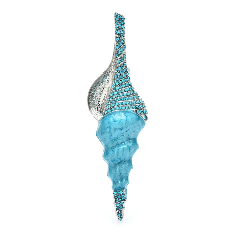 Broche Coquillage Spiralée Cristal - Disponible en Blanc et Azur