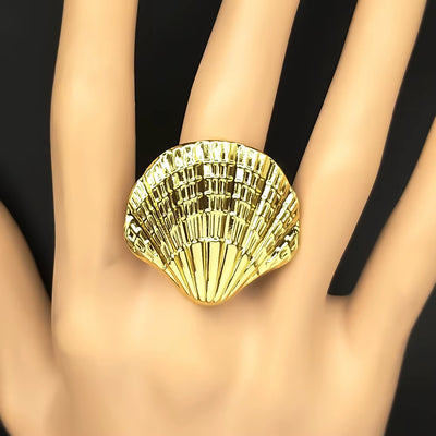 Bague Coquillage Brillante en Acier Inoxydable
