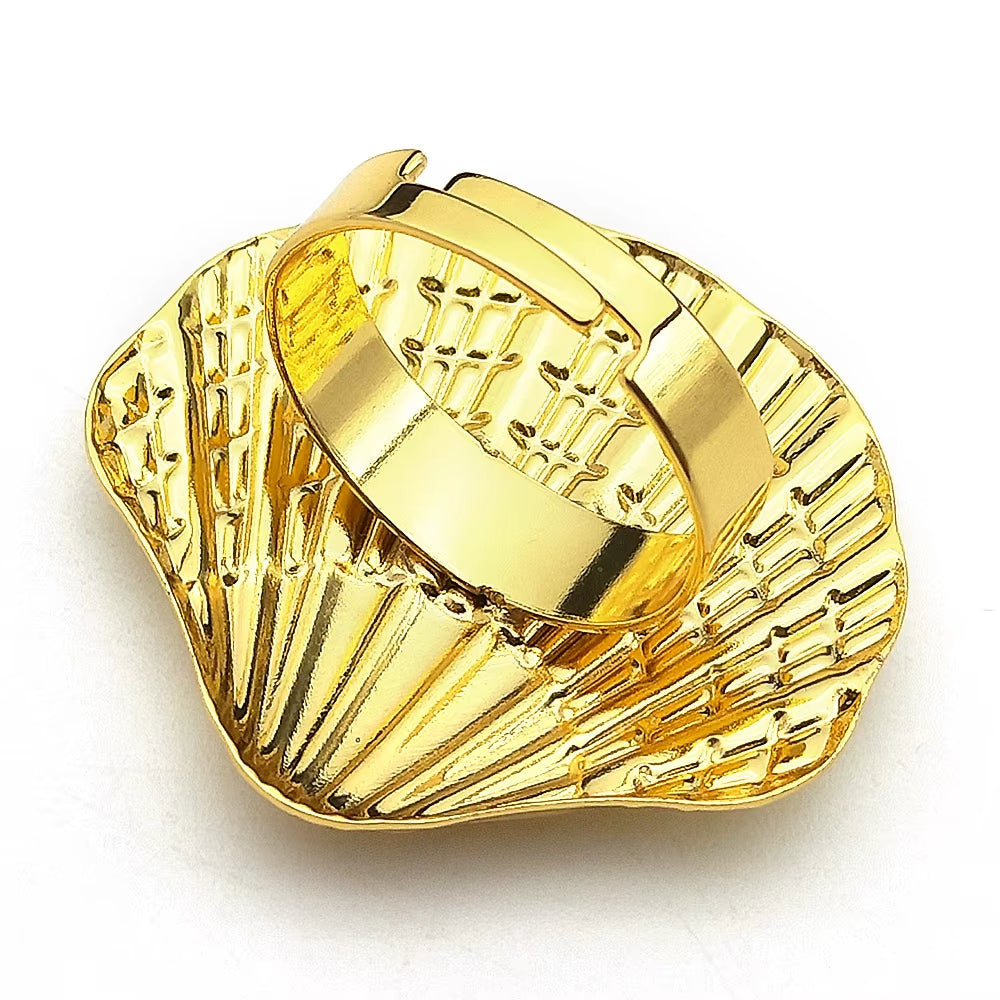 Bague Coquillage Brillante en Acier Inoxydable