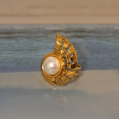 Bague Coquillage Conque Incrusté