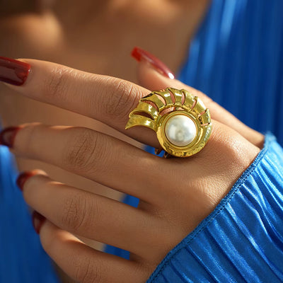 Bague Coquillage Conque Incrusté
