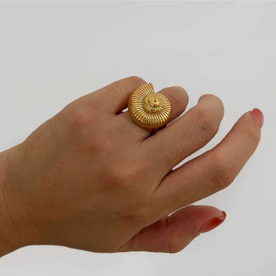 Bague Coquillage Escargot en Acier Inoxydable