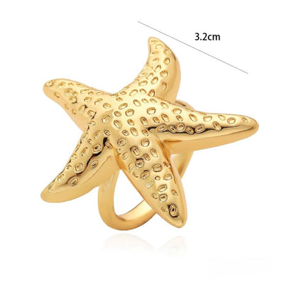 Bague Coquillage Etoile de Mer Dorée