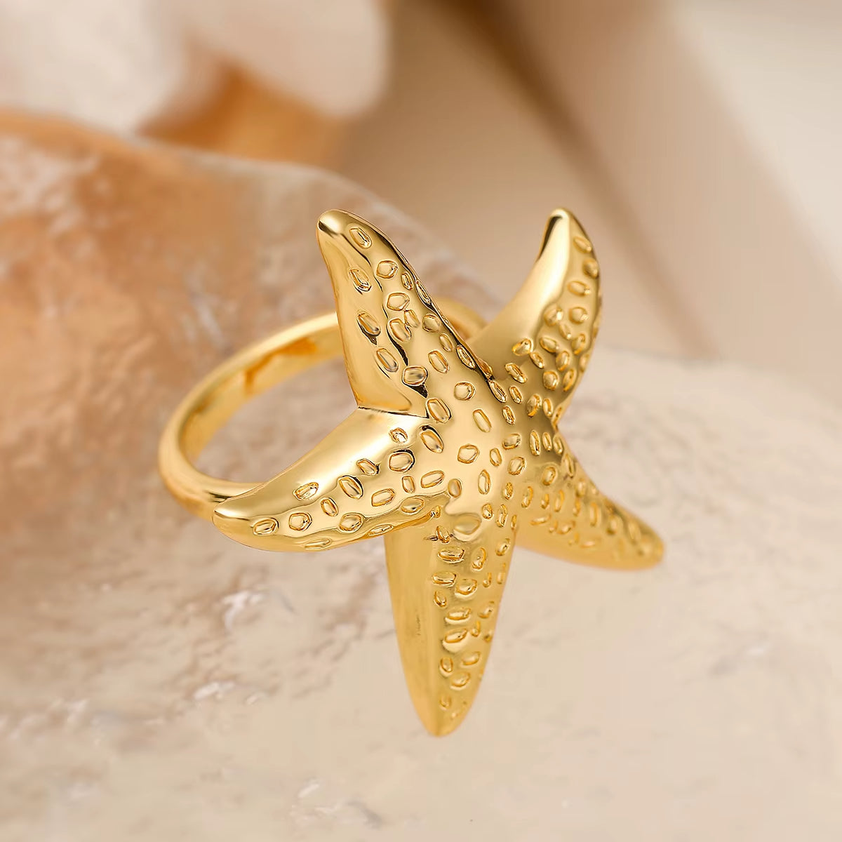 Bague Coquillage Etoile de Mer Dorée