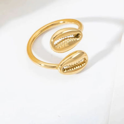 Bague Coquillage Ouverte Double Cauri