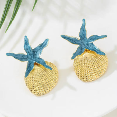 Boucle d’Oreille Coquillage Créative Etoile de Mer sur fond gris