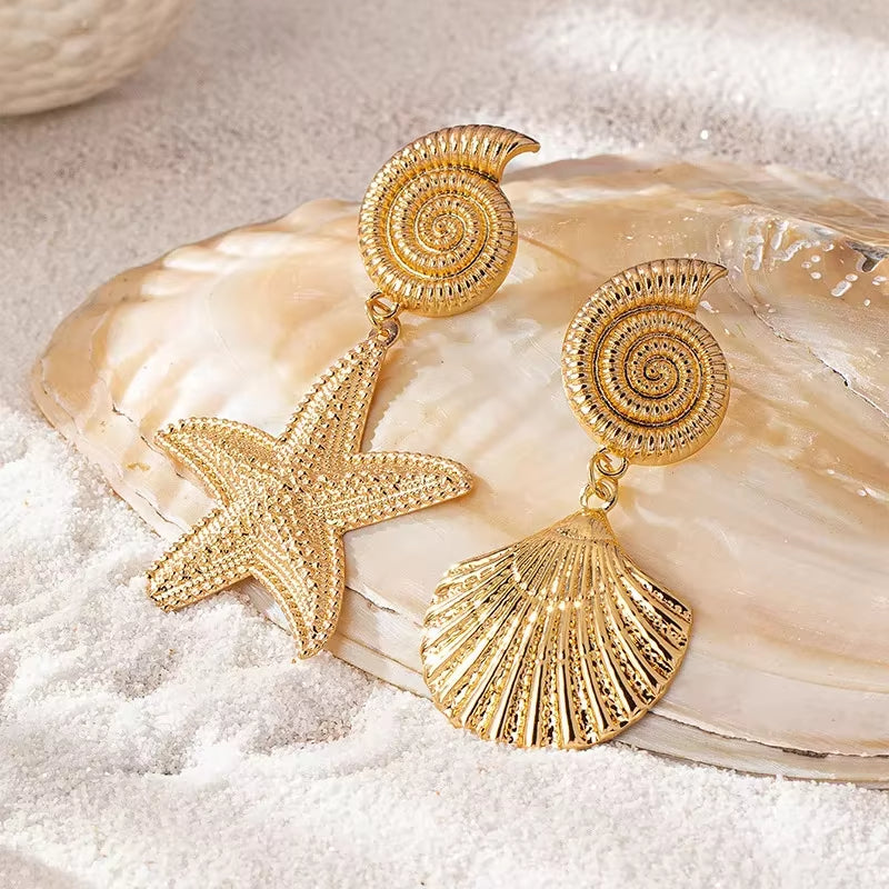 Boucle d’Oreille Coquillage Dorée