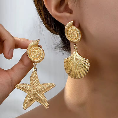 Boucle d’Oreille Coquillage Dorée