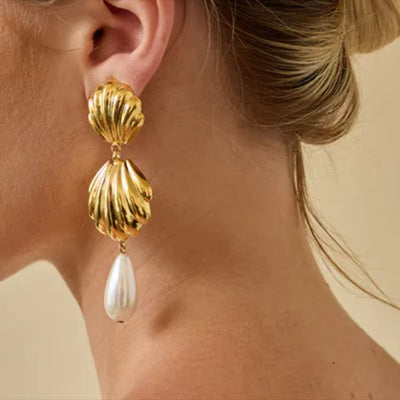 Boucle d’Oreille Coquillage Pendante