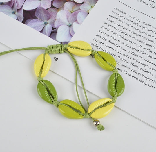 Bracelet Coquillage Cauri Vert