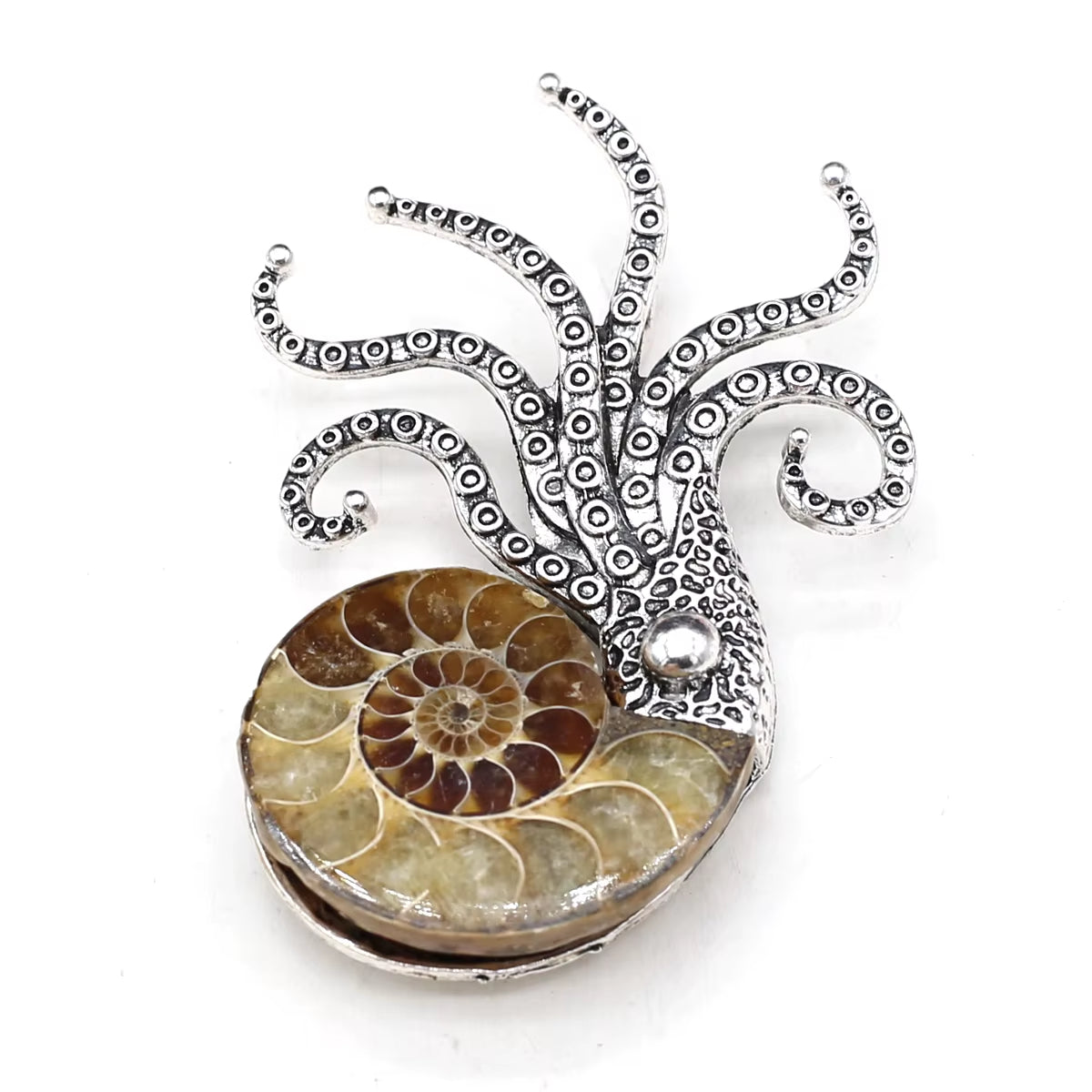 Broche Coquillage Design Poulpe sur fond blanc