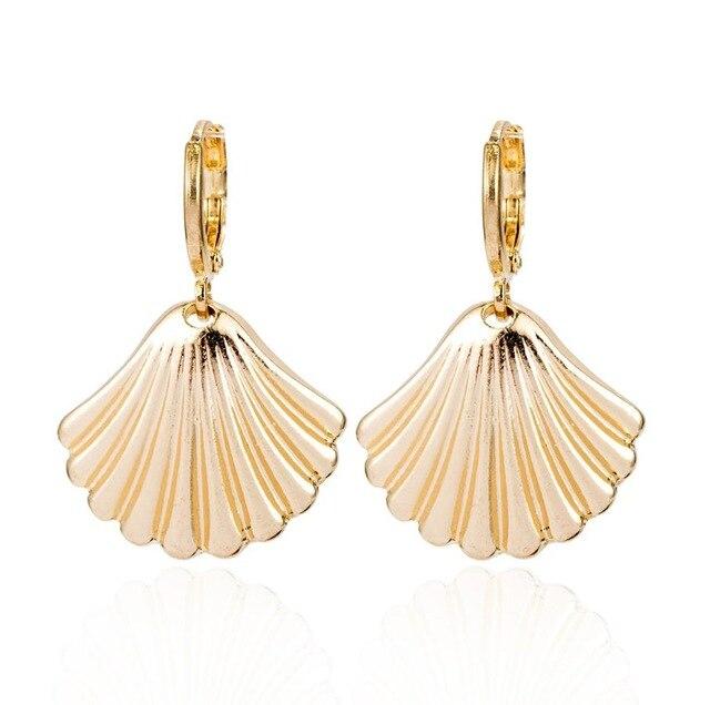 Boucles D'oreilles Clips Vintage Années 70 - Forme Coquillage En Nacre - Pendantes - Occasion