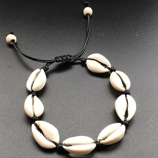 Bracelet Cauris Blanc Réglable - Style Bohème Pierre Naturelle Pour Homme Et Femme