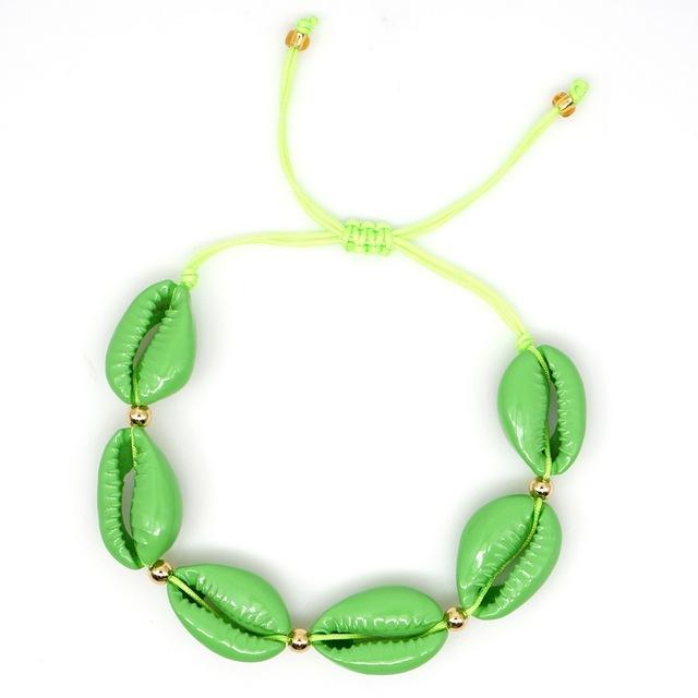 Bracelet Coquillage Cauri Vert