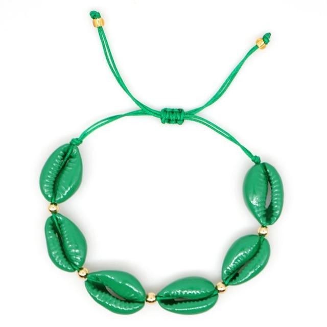 Bracelet Coquillage Cauri Vert