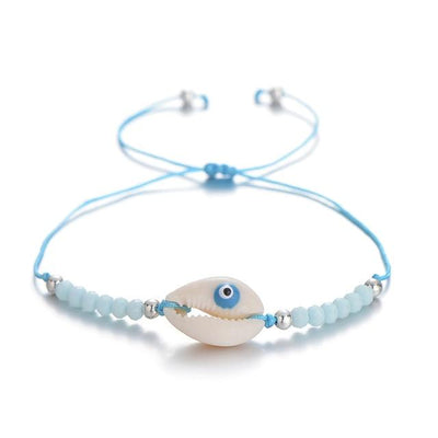Bracelet Coquillage Œil Et Perles Bleues