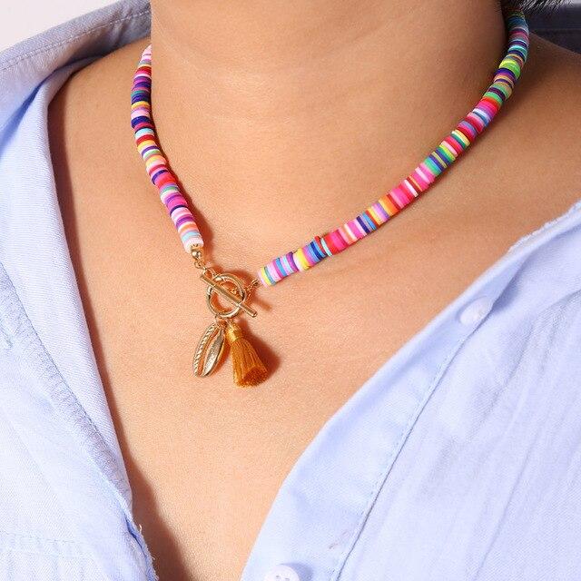 Collier Sautoir Perles Coquillage 80cm - Nacre Jaune, Fait Main - Neuf Sans Emballage