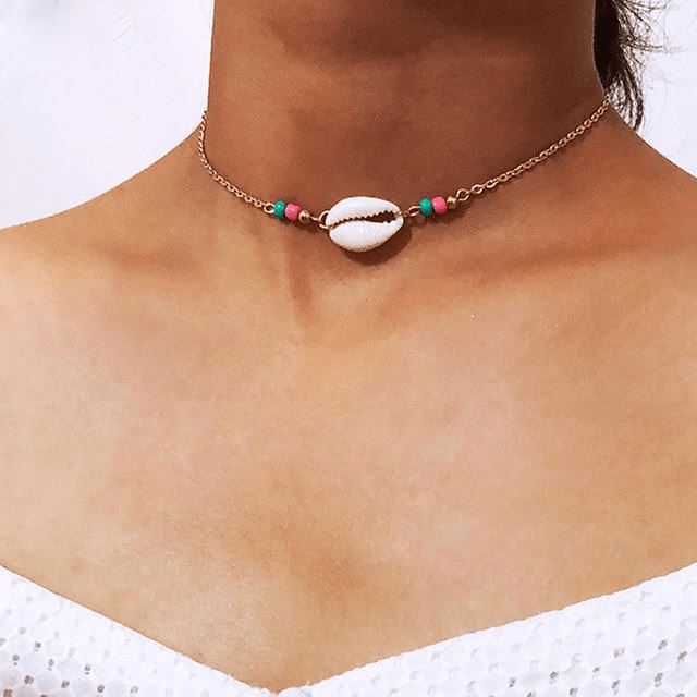 Lot 2 Collier + Bracelet Coquillage Bohème Réglable – Bijoux Été Plage Hawaïen Pour Femme Fille